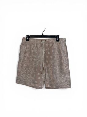 Beige Paisley Athletic Shorts
